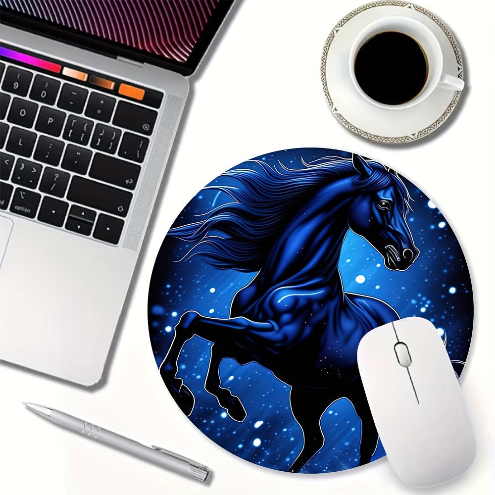 Cartoon Horse Pattern Round Mouse Pad for Office Computers Laptop