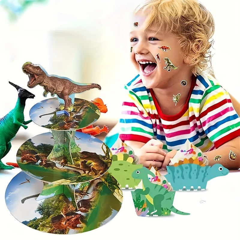 Dinosaur Cupcake Stand 3 Tier For Boys Birthday Party