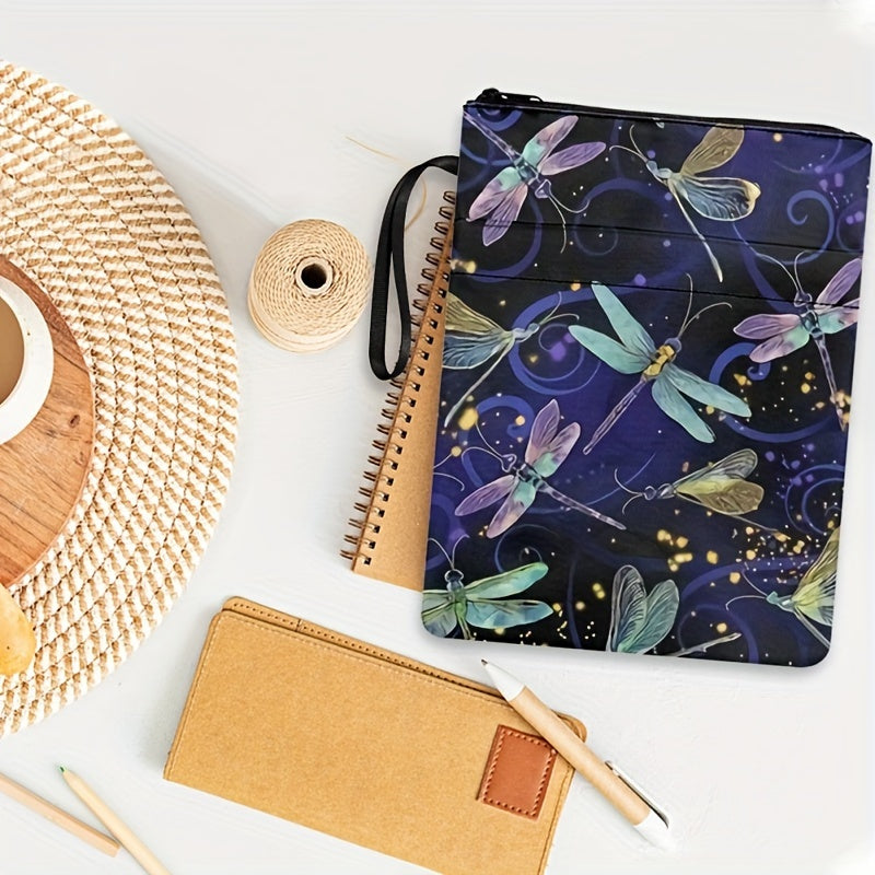 Dragonfly Pattern Book Bag with Zipper