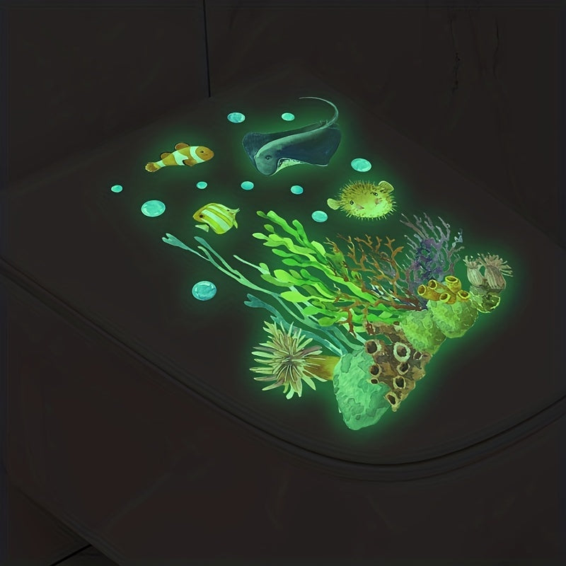 Luminous Sea World Toilet Lid Decal - Fun and Creative Bathroom Decor