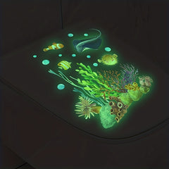 Luminous Sea World Toilet Lid Decal - Fun and Creative Bathroom Decor