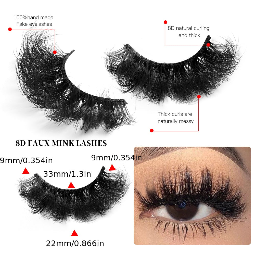 5 Pairs Faux Mink Lashes Dramatic Volume Thick Long Lasting False Eyelashes