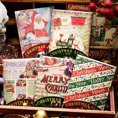 30 Pcs Christmas Paper Retro Decoration Collage 9.3x9.5In Notebook Journal