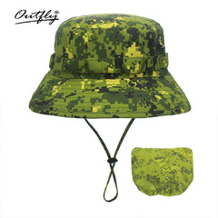 Men's Camouflage Bucket Hat Sunscreen Wide Brim Hat for Outdoor Activities
