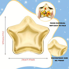 10pcs Golden Star Paper Plates for Graduation Wedding Birthday