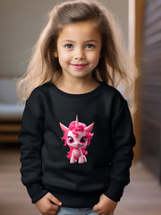 Girls Unicorn Pattern Crew Neck Sweatshirt For Spring Fall Christmas Gift