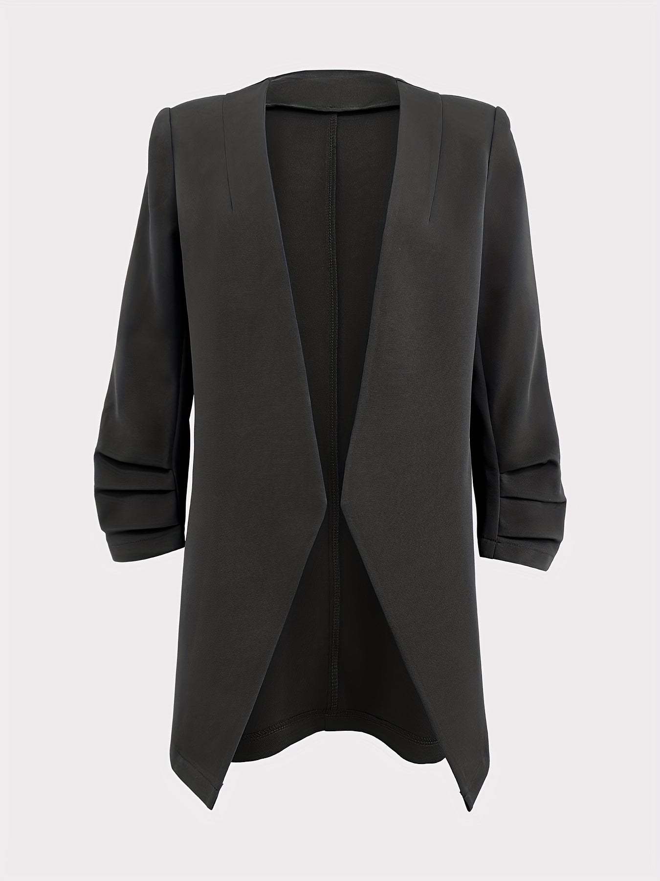 Ruched Blazer Open Front Long Sleeve Work Outerwear Women's Clothing
