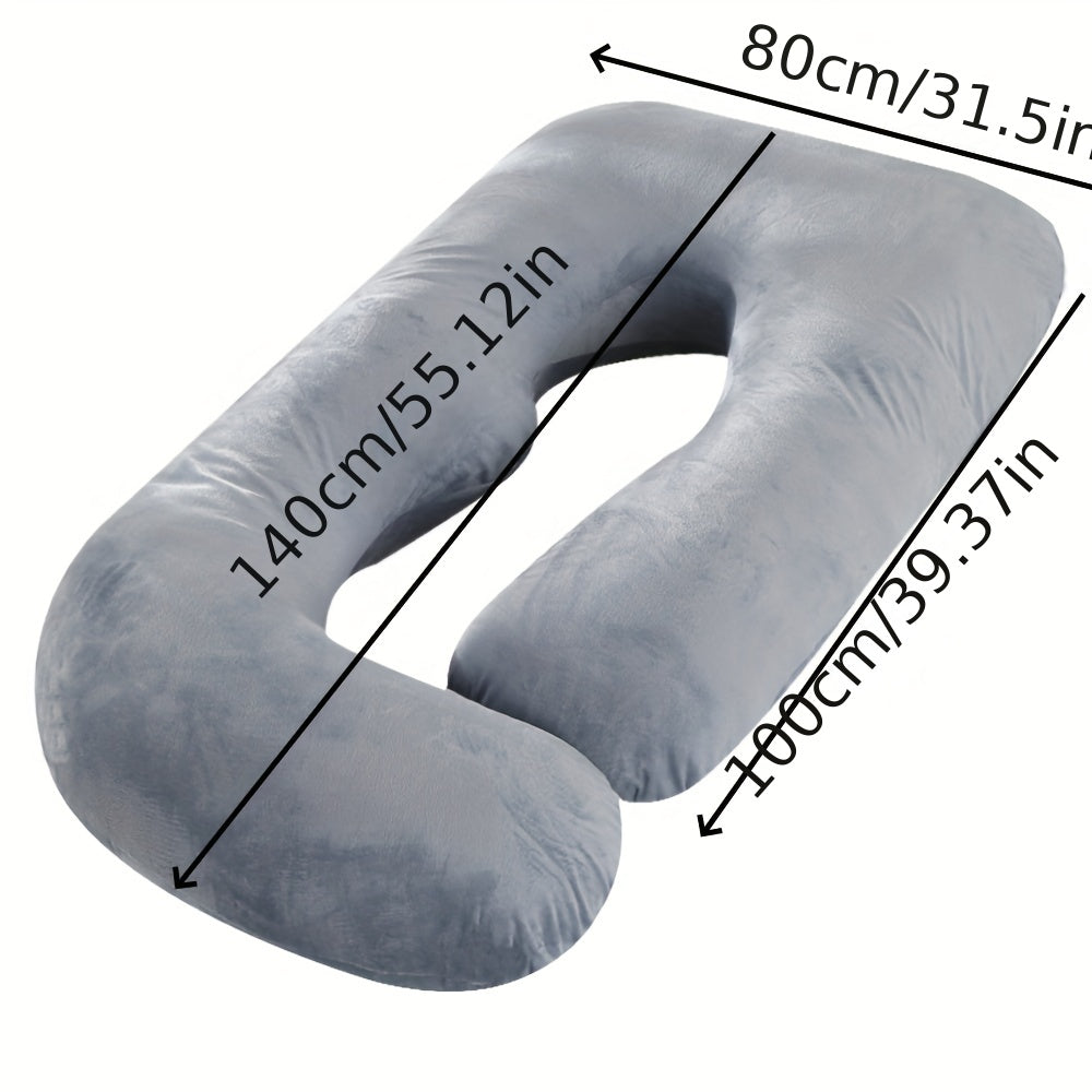 J Shaped Maternity Pillow Crystal Fleece Washable Support Abdominal Pillow
