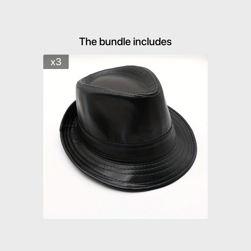 Men's PU Leather Top Hat Jazz Top Hat Outdoor Casual Hat