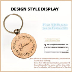 Personalized Wooden Key Chain With Name Engraving