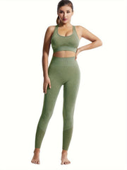 Women's 2pcs Argyle Sports Bra & Leggings Set