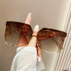 Large Square Jelly Gradient UV400 Sunglasses for Beach Travel