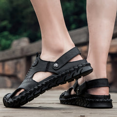 Men's Leather Non-slip Sandals Durable Quick Dry Beach Shoes