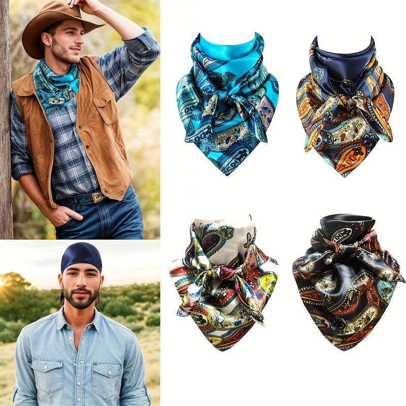 Western Style 88 Cowboy Bandana Rustic Ranch Scarf with Cowboy Hat