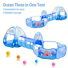 Kids Ocean 3-In-1 Tent Game House Indoor Baby Foldable Toy House