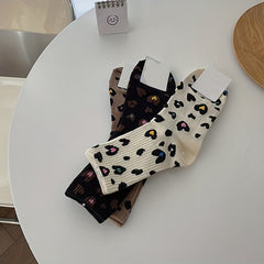 3 Pairs Colorful Leopard Socks Women's Stockings & Hosiery