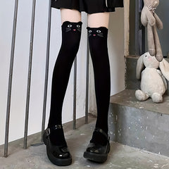 Cartoon Cat Thigh High Socks Women's Stockings & Hosiery
