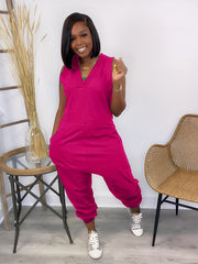 Sleeveless V Neck Jumpsuit Solid Baggy Summer Casual Jumpsuit