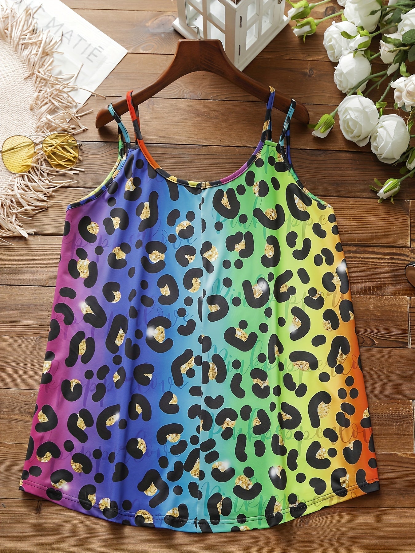 Ombre Leopard Print Tank Top Medium Stretch
