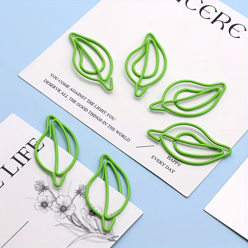 5pcs Leaf Style Paper Clip Bookmark Small Paper Clip