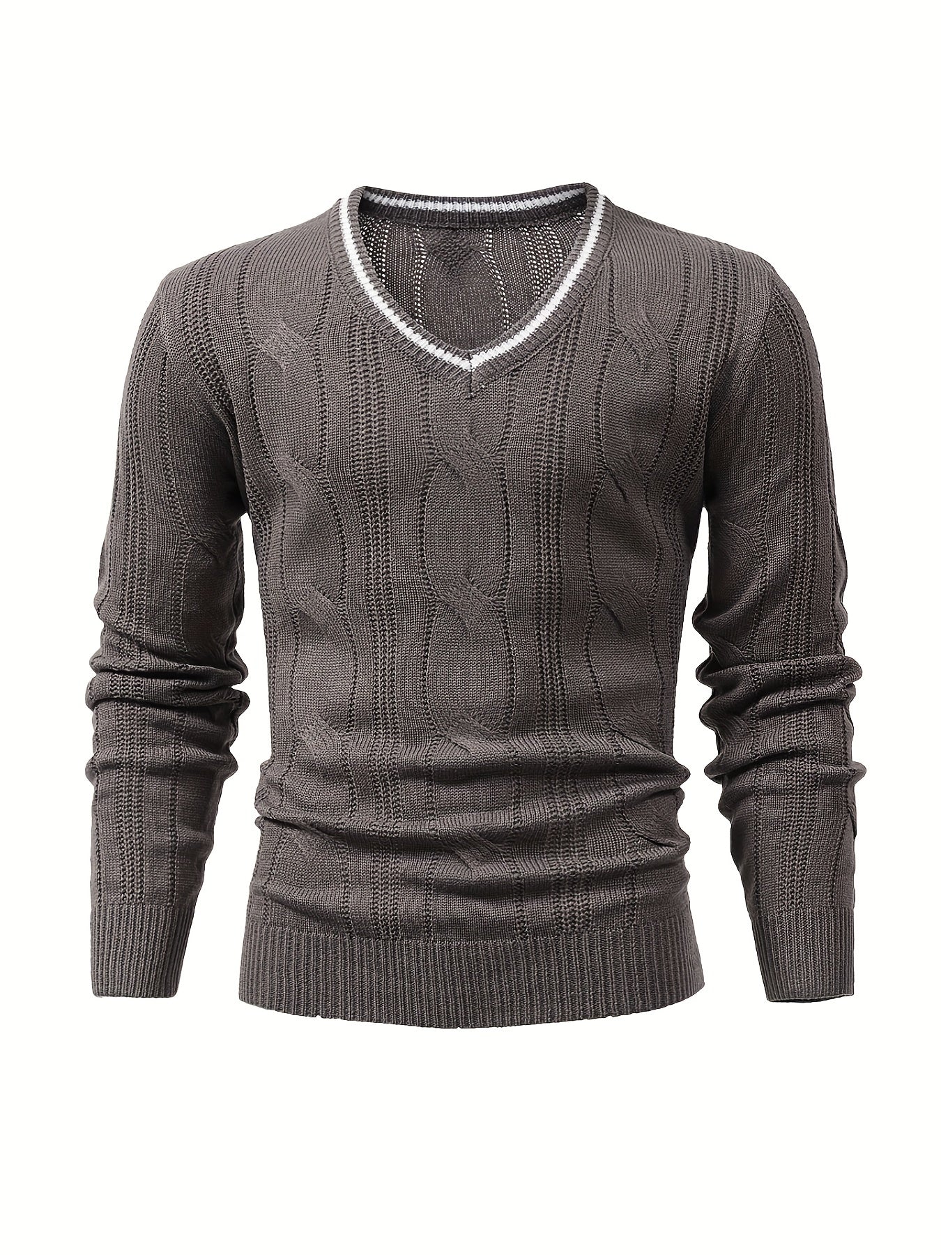 Stretch Knit V Neck Pullover Sweater for Men