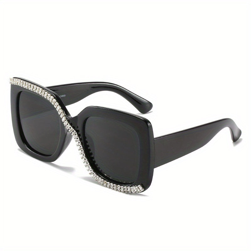 Men's Square Frame Sunglasses w/ Artificial Diamonds Anti UV400
