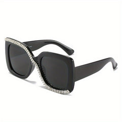 Men's Square Frame Sunglasses w/ Artificial Diamonds Anti UV400