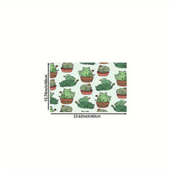 Cactus Pattern Rug Small Potted Plant Print Carpet Machine Washable Mat