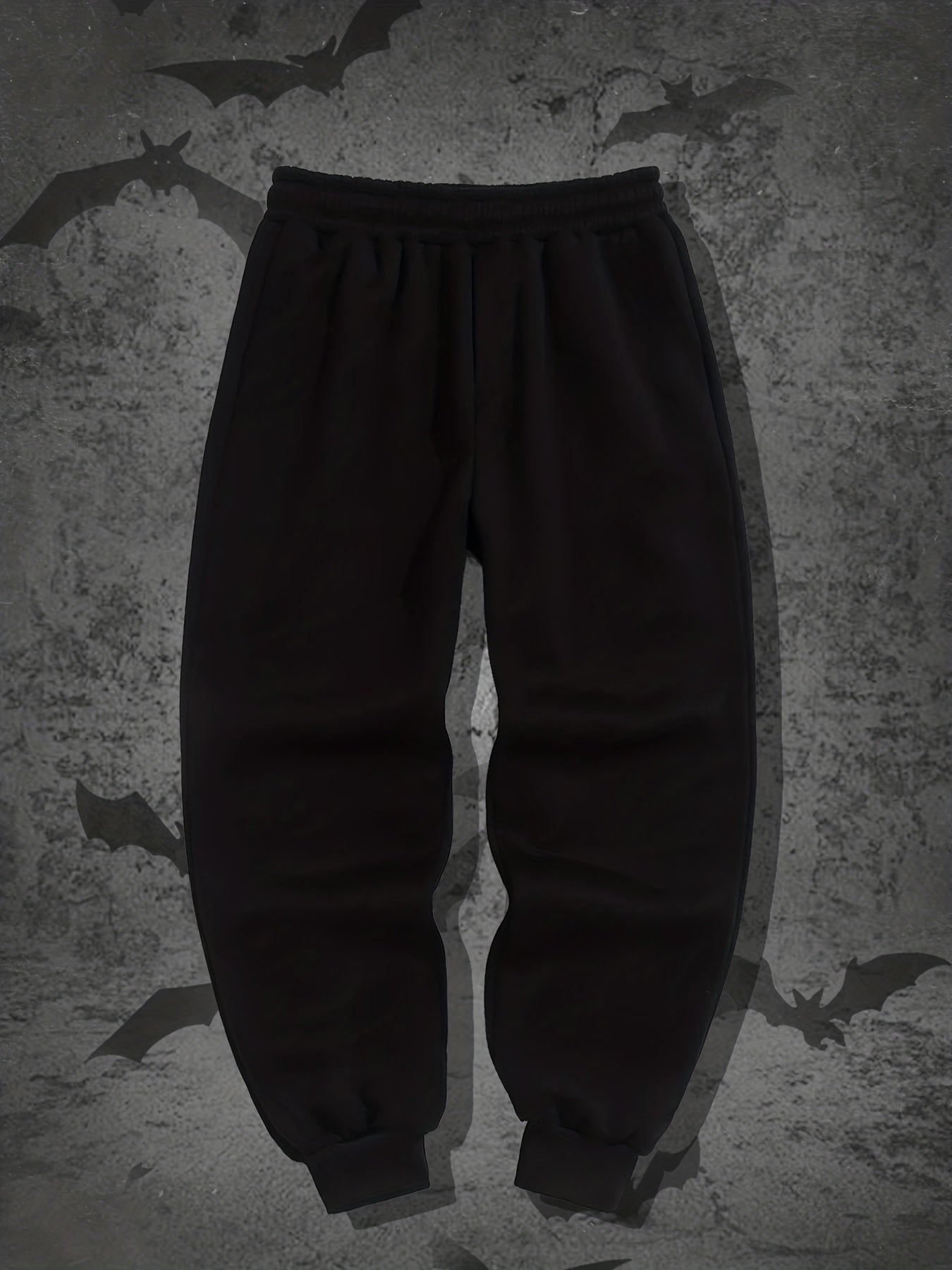 Crucifix Pattern Fleece Joggers Men's Warm Stretch Waist Sweatpants