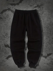 Crucifix Pattern Fleece Joggers Men's Warm Stretch Waist Sweatpants