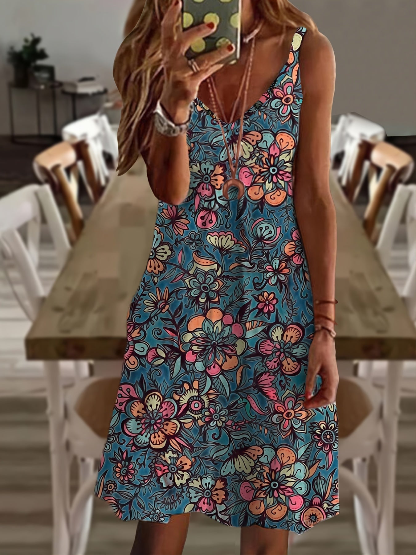 Floral Print Cami Dress Sleeveless Casual Dress for Summer & Spring