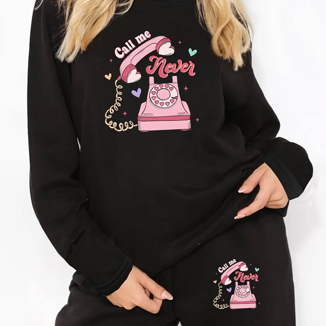 Lounge Set Women's Funny Print Top & Joggers Pajamas