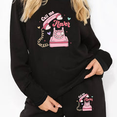 Lounge Set Women's Funny Print Top & Joggers Pajamas