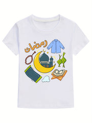 Kids Graphic Print Cotton T Shirt Summer Top Boys Girls