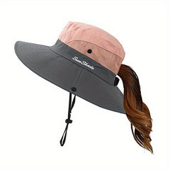 Kids UV Protection Ponytail Sun Hat For Girls