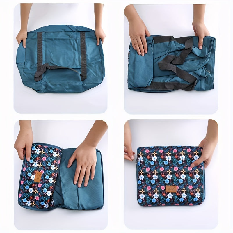 Flower Pattern Tote Canvas Luggage Weekender Bag