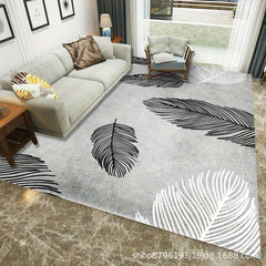 Abstract Leaves Area Rug 25'X7 55' TPR Anti-slip Backing Washable