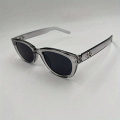 Y2K Square Jelly Sunglasses Metal Planet Decor UV400