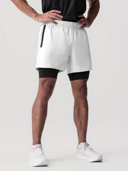 Men's Double Layer Sports Shorts With Inner Zip Pocket