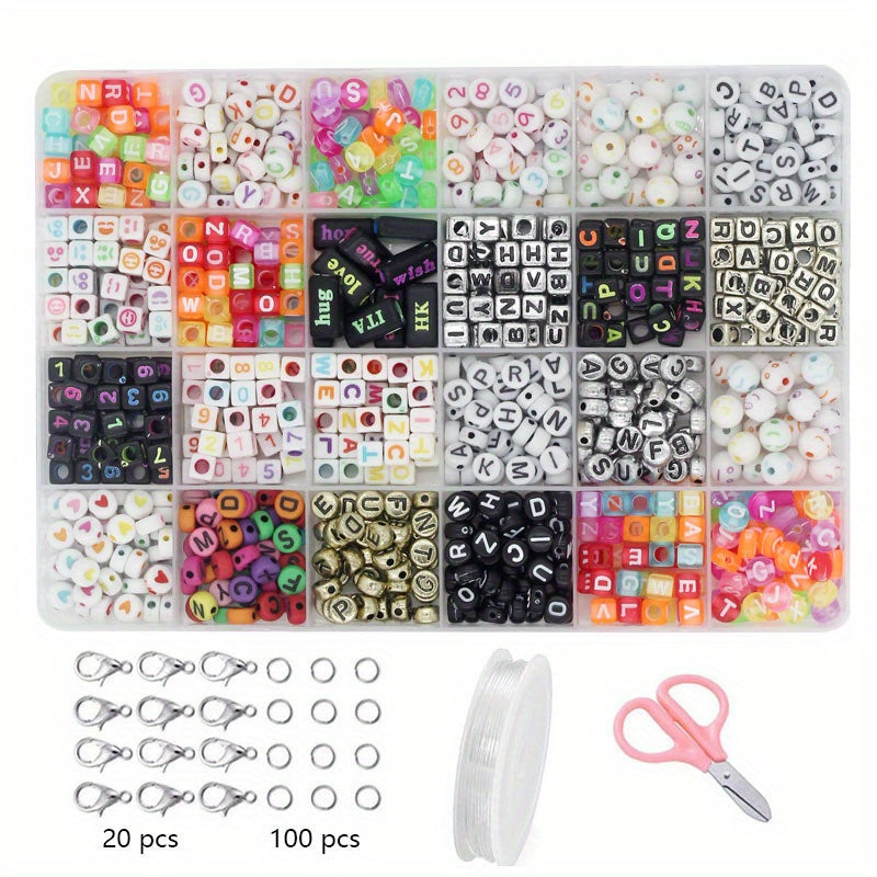 DIY Beaded Jewelry Making Kit Glass Beads Square Round Letter