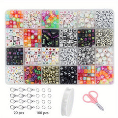 DIY Beaded Jewelry Making Kit Glass Beads Square Round Letter