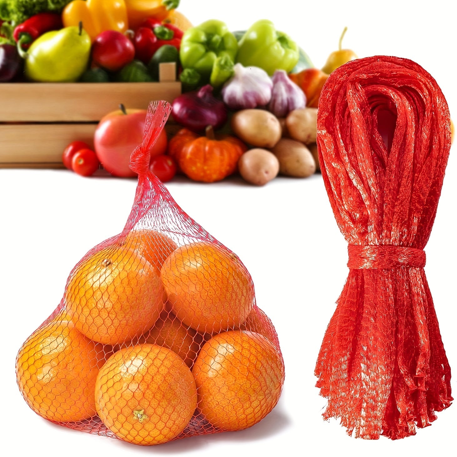 100pcs Reusable Produce Mesh Bags for Fruit Vegetables 24 Inch
