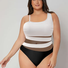 Colorblock Mesh One Piece Bathing Suit