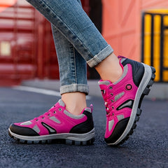 Women's Colorblock Platform Sneakers Low Round Toe Hiking Shoes
