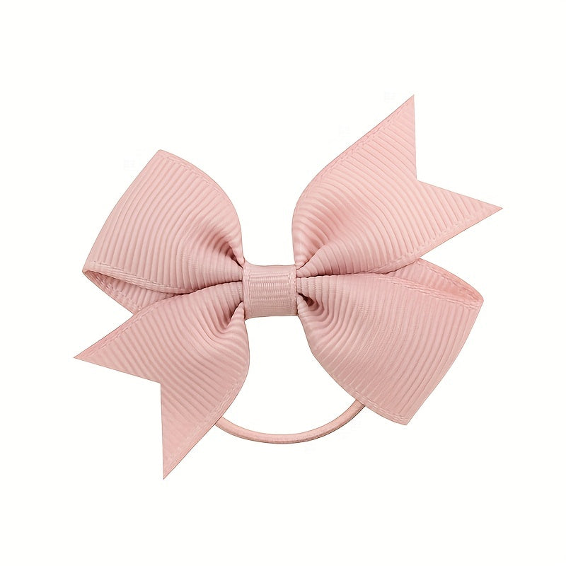 20pcs Toddler Girls Bowknot Hair Rope Solid Rubber Band Hair Ring