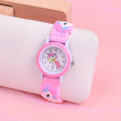 Kids 3D Cartoon Quartz Watch Silicone Strap Plastic Case Gift