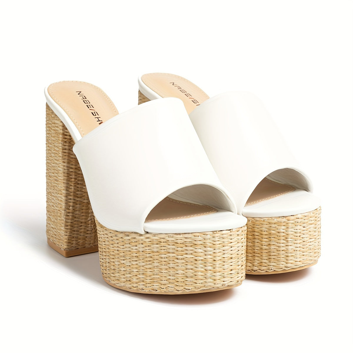 Women's Solid Platform Sandals Slip On Open Toe Chunky Heel