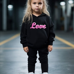 OERYUI 2pcs LOVE Print Hoodies Pants Set Boys Girls Spring Fall Sports Gift