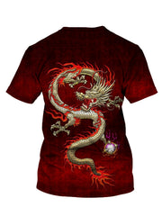 Dragon Pattern T-Shirt Men's Street Style Tee Shirt Summer