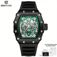 SENSTONE Men's Watch Waterproof Stainless Steel Sports Square Tonneau Watches